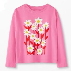 Hanna Andersson Pink Graphic Tee in Cotton Jersey 120 (US 6-7) Bright Daisy